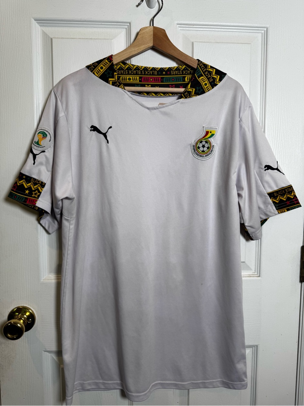 Puma Ghana Black Stars 2014 FIFA World Cup Away Soccer Jersey Men’s XL White